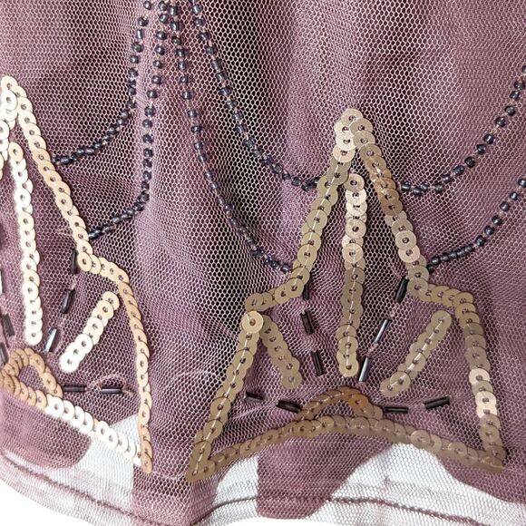 Dusty Rose Mauve Crop Tank Top Mesh Front size S - Picture 4 of 9